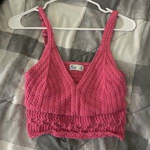 pink hollister crochet top